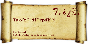 Takó Árpád névjegykártya