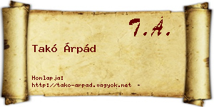 Takó Árpád névjegykártya